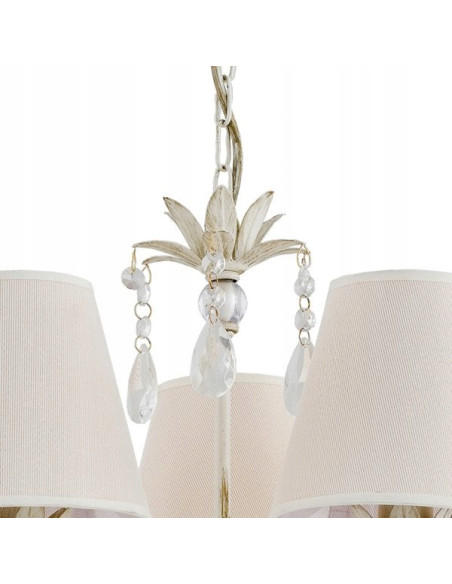 Żyrandol Lukrecja Biała E14 - Elegancka Lampa Glamour z 5 Kloszami do Jadalni i Salonu