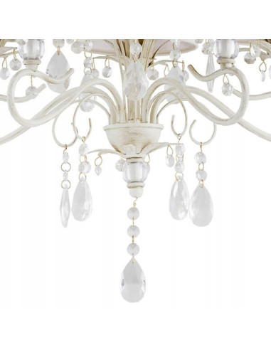 Żyrandol Lukrecja Biała E14 - Elegancka Lampa Glamour z 5 Kloszami do Jadalni i Salonu