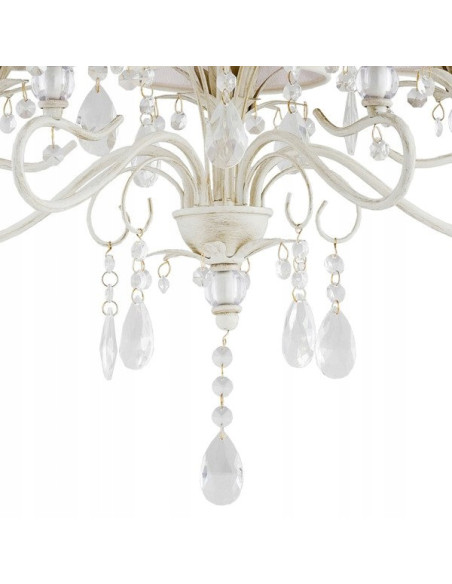 Żyrandol Lukrecja Biała E14 - Elegancka Lampa Glamour z 5 Kloszami do Jadalni i Salonu