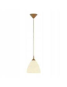 Lampa wisząca BARTEK ECRU - nowoczesny zwis z brązowym kablem, idealna do salonu i jadalni, max 60W.