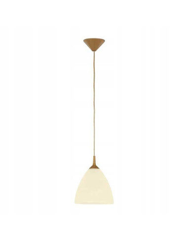 Lampa wisząca BARTEK ECRU - nowoczesny zwis z brązowym kablem, idealna do salonu i jadalni, max 60W.