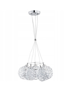 Lampa wisząca Amaso Chrom z bukietem hortensji - nowoczesne 5-punktowe oświetlenie E27 do eleganckich wnętrz