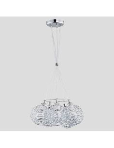 Lampa wisząca Amaso Chrom z bukietem hortensji - nowoczesne 5-punktowe oświetlenie E27 do eleganckich wnętrz 2