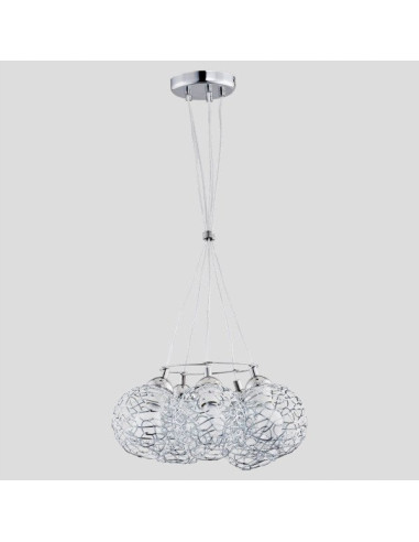 Lampa wisząca Amaso Chrom z bukietem hortensji - nowoczesne 5-punktowe oświetlenie E27 do eleganckich wnętrz