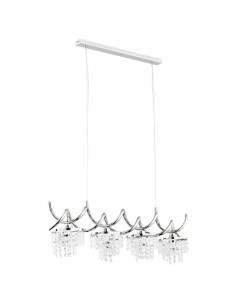 Lampa wisząca HELISA z kryształami w chromie - elegancki żyrandol do wnętrz z funkcją ściemniania, 4 miejsca na żarówki E14.