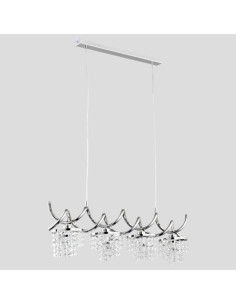 Lampa wisząca HELISA z kryształami w chromie - elegancki żyrandol do wnętrz z funkcją ściemniania, 4 miejsca na żarówki E14. 2