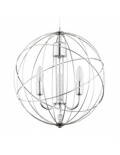 Elegancka lampa wisząca PIKO z ażurowym kloszem, srebrna metalowa dekoracja do jadalni i salonu, 3xE14. 2