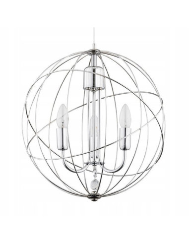 Elegancka lampa wisząca PIKO z ażurowym kloszem, srebrna metalowa dekoracja do jadalni i salonu, 3xE14.