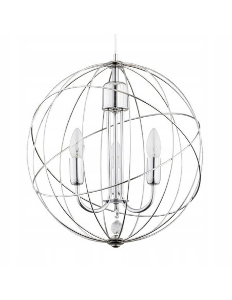 Elegancka lampa wisząca PIKO z ażurowym kloszem, srebrna metalowa dekoracja do jadalni i salonu, 3xE14.