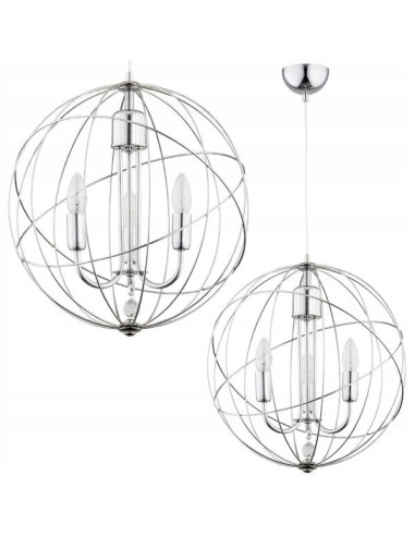 Elegancka lampa wisząca PIKO z ażurowym kloszem, srebrna metalowa dekoracja do jadalni i salonu, 3xE14.