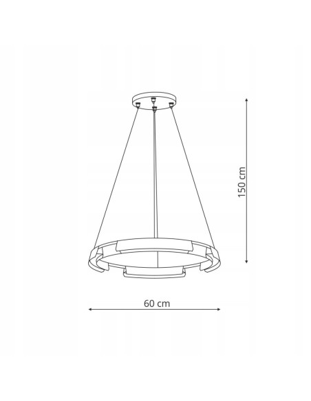 Lampa Wisząca Tura 60 cm LED w Kolorze Złotym z Regulacją Barwy Światła - Styl Glamour do Wnętrz