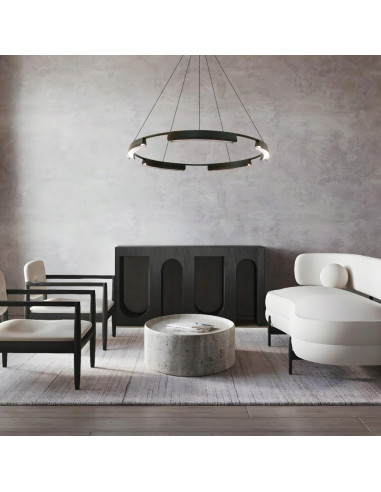 Lampa Wisząca LED BLACK RING 80 cm z Regulacją Barwy Światła – Nowoczesny Design do Salonów i Sypialni