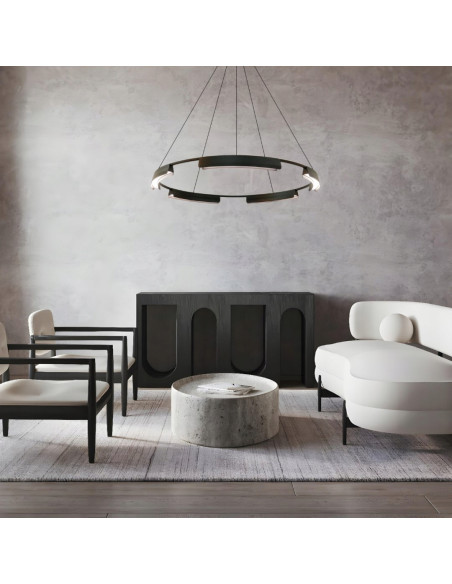 Lampa Wisząca LED BLACK RING 80 cm z Regulacją Barwy Światła – Nowoczesny Design do Salonów i Sypialni