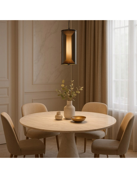 Lampa wisząca LED Aeris Dymna, regulowana barwa, minimalistyczny szkło/czarny klosz, elegancja do salonu i jadalni