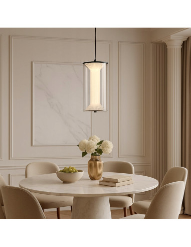 Lampa Wisząca LED Aeris Cylindryczna, Regulowana Barwa Światła, Szklana, Nowoczesny Design do Wnętrz