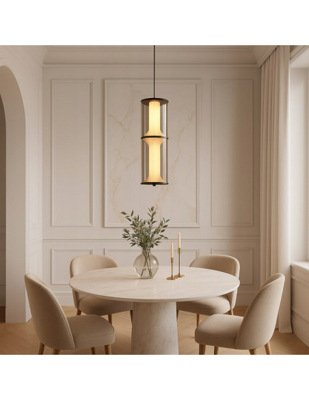 Lampa Wisząca LED Aeris 2 – Transparentna Szklana Tuba, Nowoczesne Oświetlenie do Salonu i Wnętrz, 25W