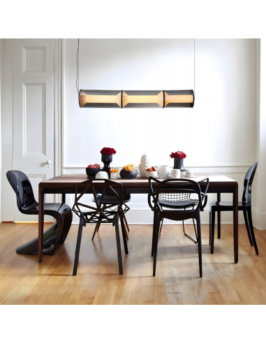 Lampa wisząca LED Aeris 3 - regulowane światło, nowoczesny design, transparentna do jadalni i salonu.