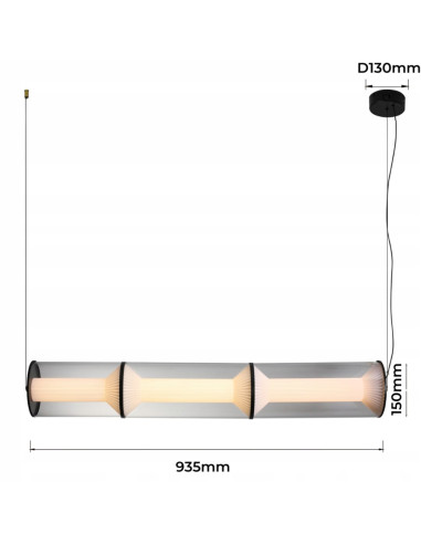 Lampa wisząca LED Aeris 3 - regulowane światło, nowoczesny design, transparentna do jadalni i salonu.