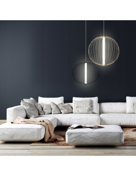 Lampa wisząca Treviso Light Prestige złota, nowoczesna z LED, regulowana wysokość, idealna do biura i salonu