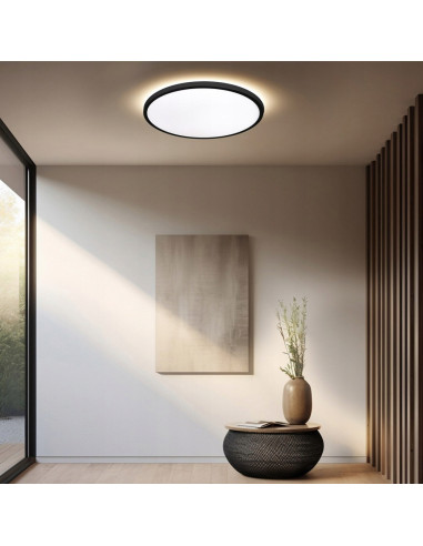 Plafon LED Pryzma 38 cm czarny z regulacją barwy, nowoczesne oświetlenie IP44 do każdego wnętrza