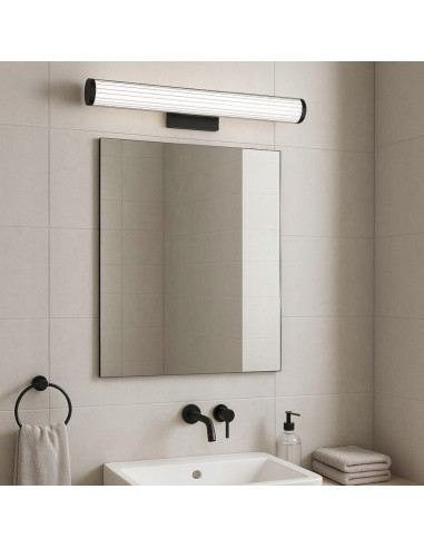 Kinkiet kryształowy Vena z regulowanym LED 60 cm, czarny - eleganckie oświetlenie do łazienek i stylowych wnętrz