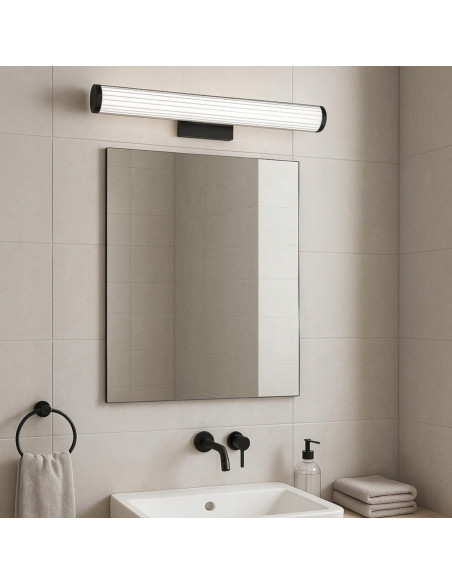 Kinkiet kryształowy Vena z regulowanym LED 60 cm, czarny - eleganckie oświetlenie do łazienek i stylowych wnętrz