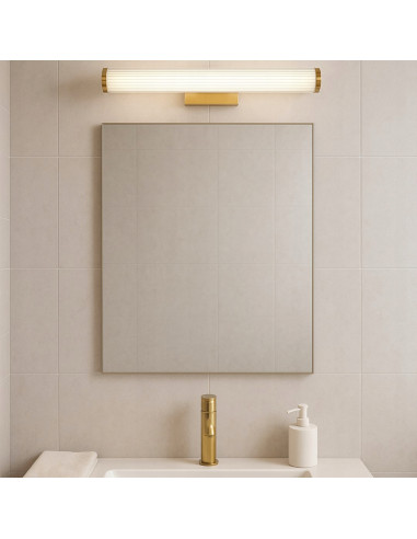 Kinkiet LED Vena z regulacją barwy światła w eleganckim złotym wykończeniu, idealny do nowoczesnych wnętrz.