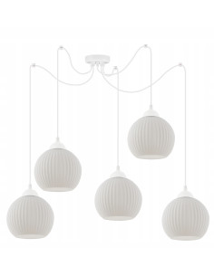 Elegancki żyrandol skandynawski RIFFLE ze szkła, 5-punktowe oświetlenie do nowoczesnych wnętrz, 200 cm długości.