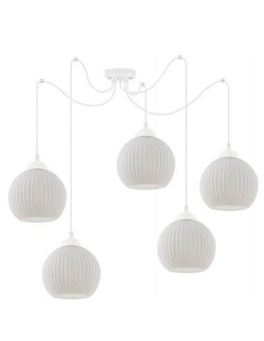 Elegancki żyrandol skandynawski RIFFLE ze szkła, 5-punktowe oświetlenie do nowoczesnych wnętrz, 200 cm długości.