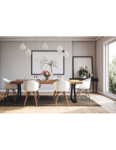 Elegancki żyrandol skandynawski RIFFLE ze szkła, 5-punktowe oświetlenie do nowoczesnych wnętrz, 200 cm długości.