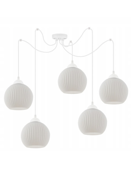 Elegancki żyrandol skandynawski RIFFLE ze szkła, 5-punktowe oświetlenie do nowoczesnych wnętrz, 200 cm długości.