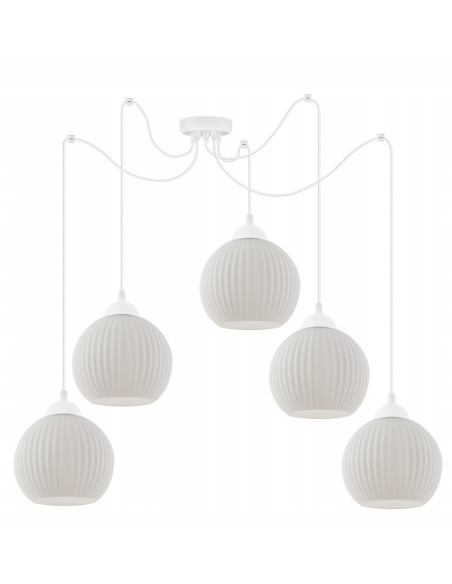 Elegancki żyrandol skandynawski RIFFLE ze szkła, 5-punktowe oświetlenie do nowoczesnych wnętrz, 200 cm długości.