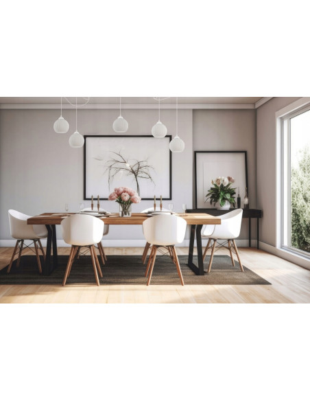 Elegancki żyrandol skandynawski RIFFLE ze szkła, 5-punktowe oświetlenie do nowoczesnych wnętrz, 200 cm długości.