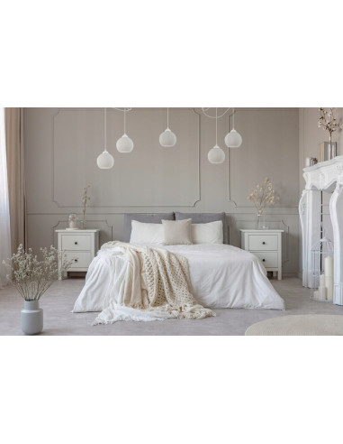 Elegancki żyrandol skandynawski RIFFLE ze szkła, 5-punktowe oświetlenie do nowoczesnych wnętrz, 200 cm długości.