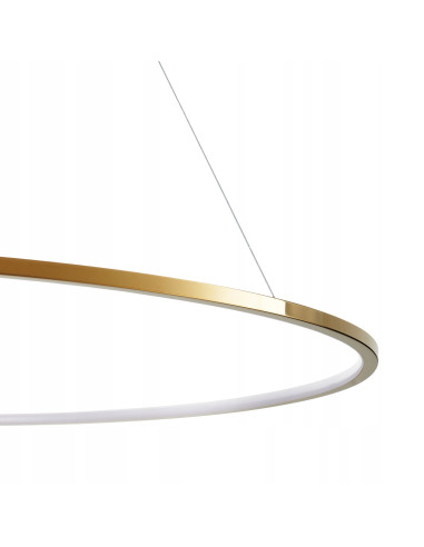 Lampa LED CIRCLE 120 cm w złotym kolorze - nowoczesny klosz do salonu, jadalni i biura, energooszczędna i elegancka.