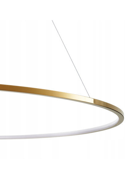 Lampa LED CIRCLE 120 cm w złotym kolorze - nowoczesny klosz do salonu, jadalni i biura, energooszczędna i elegancka.