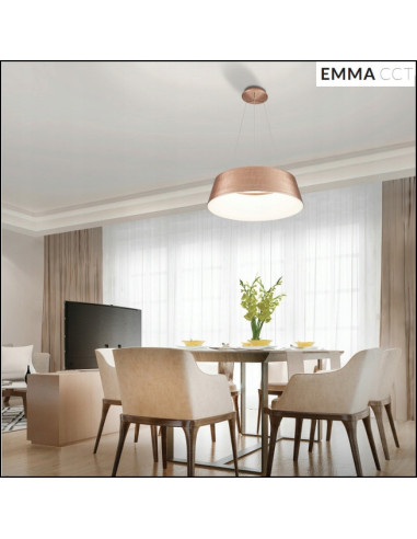 Lampa wisząca EMMA 60W z pilotem, regulowana barwa światła, nowoczesny design, czarna, idealna do biura i salonu