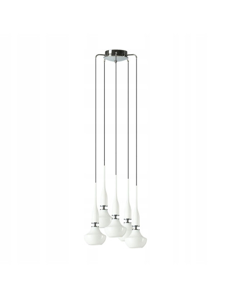 Lampa wisząca Tasos - nowoczesny żyrandol w białym kolorze z chromowanymi detalami do stylowych wnętrz