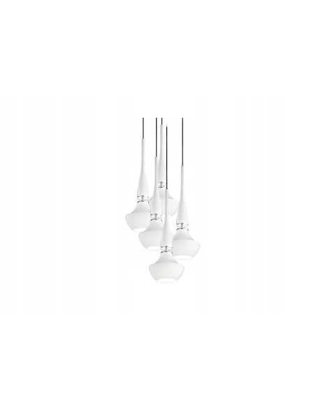 Lampa wisząca Tasos - nowoczesny żyrandol w białym kolorze z chromowanymi detalami do stylowych wnętrz