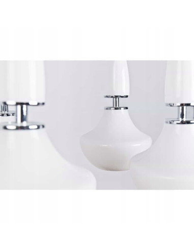 Lampa wisząca Tasos - nowoczesny żyrandol w białym kolorze z chromowanymi detalami do stylowych wnętrz