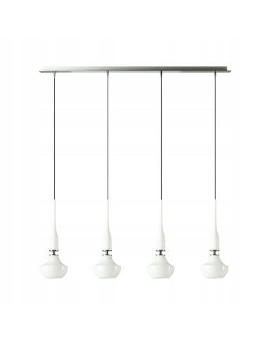 Lampa wisząca Tasos 4-punktowa - eleganckie oświetlenie w kolorze białosrebrnym do kuchni, jadalni i salonu