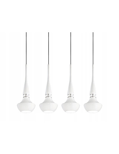 Lampa wisząca Tasos 4-punktowa - eleganckie oświetlenie w kolorze białosrebrnym do kuchni, jadalni i salonu