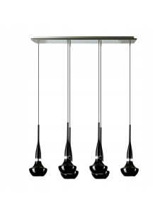 Lampa sufitowa Tasos 6, czarna, z metalowo-szklanymi kloszami, na 6 żarówek E14 - elegancja do nowoczesnych wnętrz.