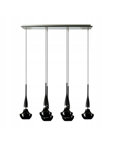 Lampa sufitowa Tasos 6, czarna, z metalowo-szklanymi kloszami, na 6 żarówek E14 - elegancja do nowoczesnych wnętrz.