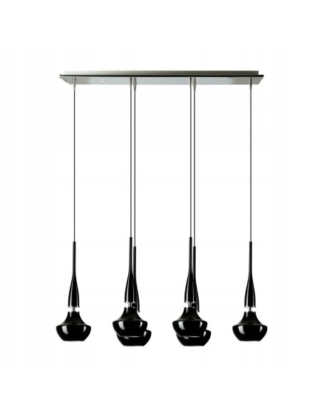 Lampa sufitowa Tasos 6, czarna, z metalowo-szklanymi kloszami, na 6 żarówek E14 - elegancja do nowoczesnych wnętrz.