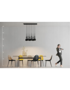 Lampa sufitowa Tasos 6, czarna, z metalowo-szklanymi kloszami, na 6 żarówek E14 - elegancja do nowoczesnych wnętrz. 2