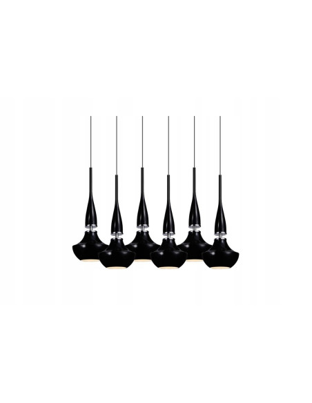 Lampa sufitowa Tasos 6, czarna, z metalowo-szklanymi kloszami, na 6 żarówek E14 - elegancja do nowoczesnych wnętrz.