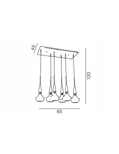 Lampa sufitowa Tasos 6, czarna, z metalowo-szklanymi kloszami, na 6 żarówek E14 - elegancja do nowoczesnych wnętrz.