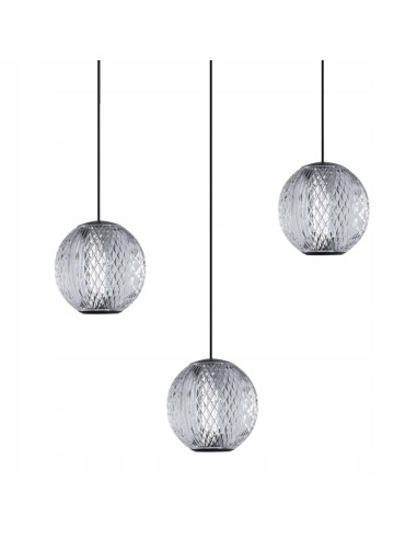 Lampa wisząca EDEM LED 3-punktowa z awangardowymi zdobieniami, czarna, 1680 lumenów, do nowoczesnych wnętrz