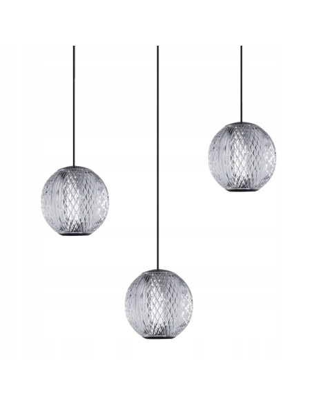 Lampa wisząca EDEM LED 3-punktowa z awangardowymi zdobieniami, czarna, 1680 lumenów, do nowoczesnych wnętrz